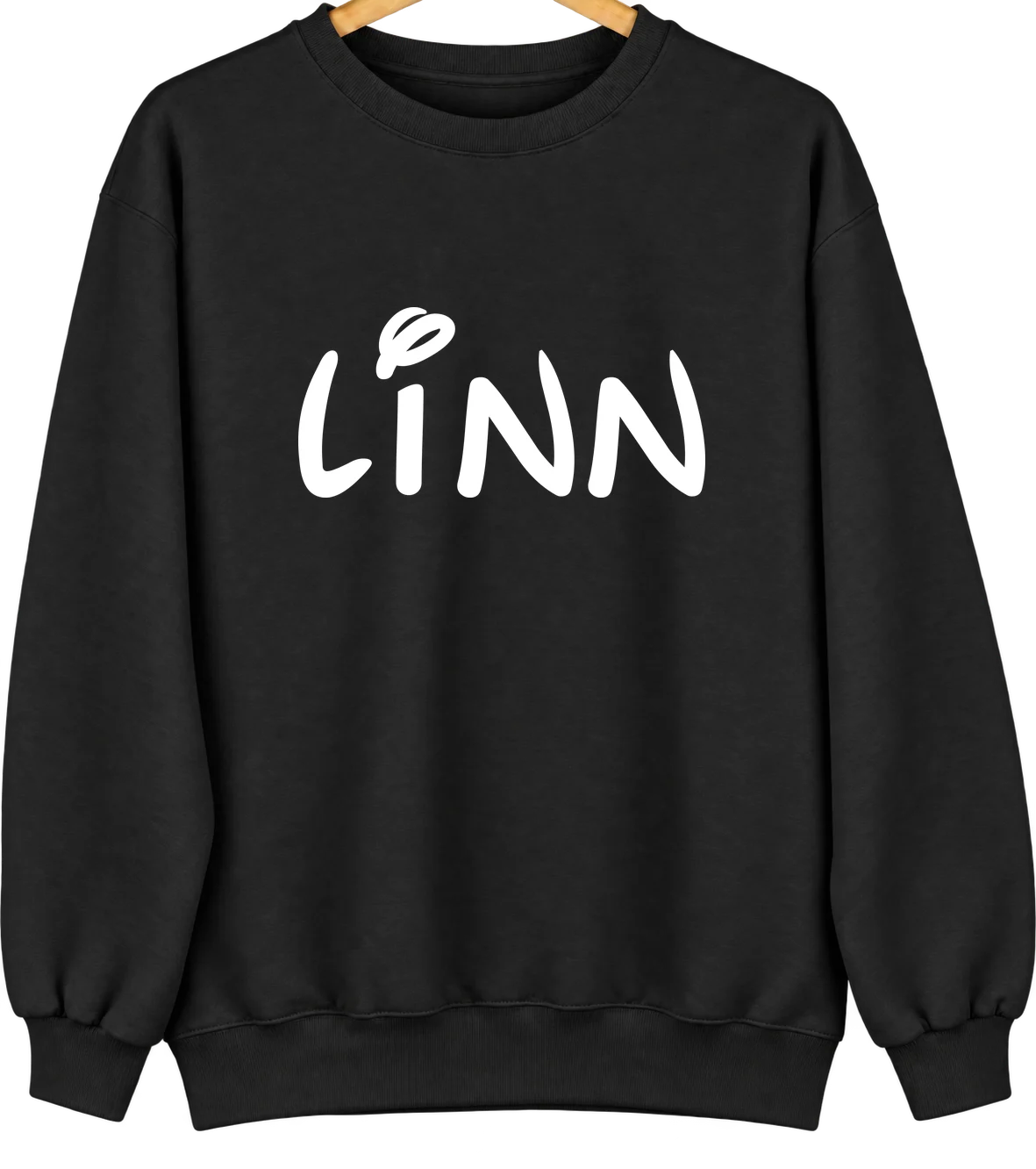 Linn, Texas Hometown Crewneck — Black