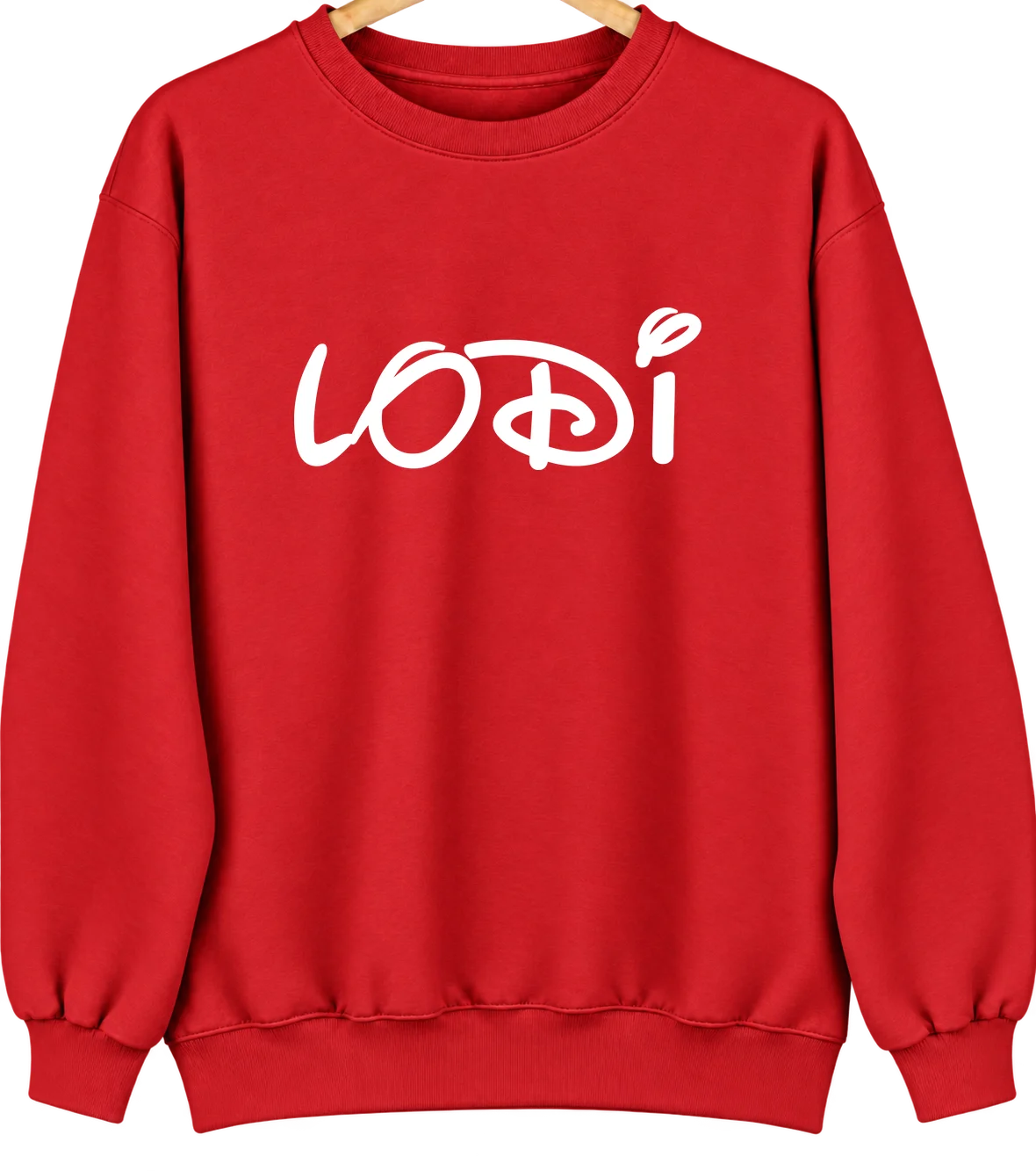 Lodi, New Jersey Hometown Crewneck — Red