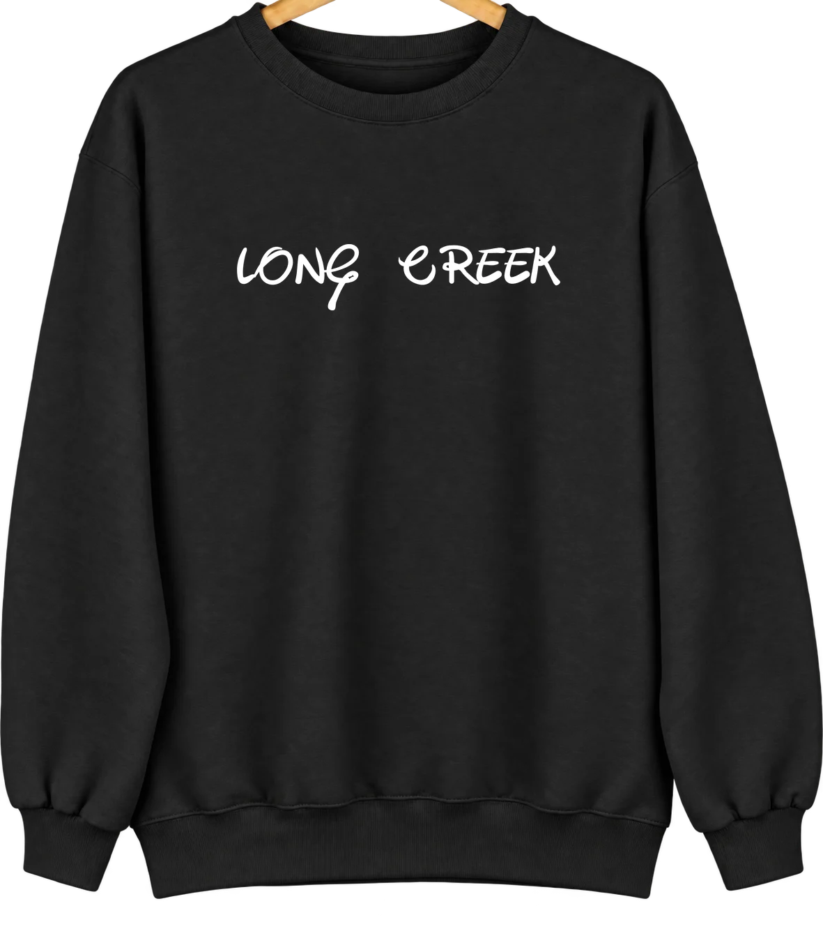 Long Creek, North Dakota Hometown Crewneck — Black