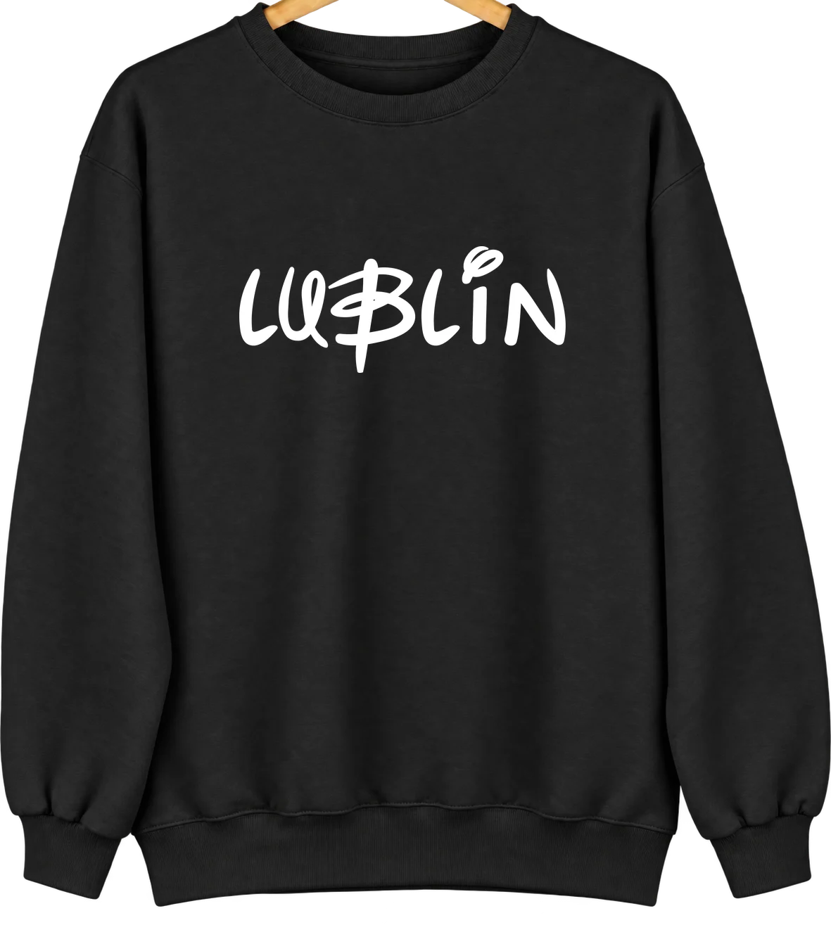 Lublin, Wisconsin Hometown Crewneck — Black