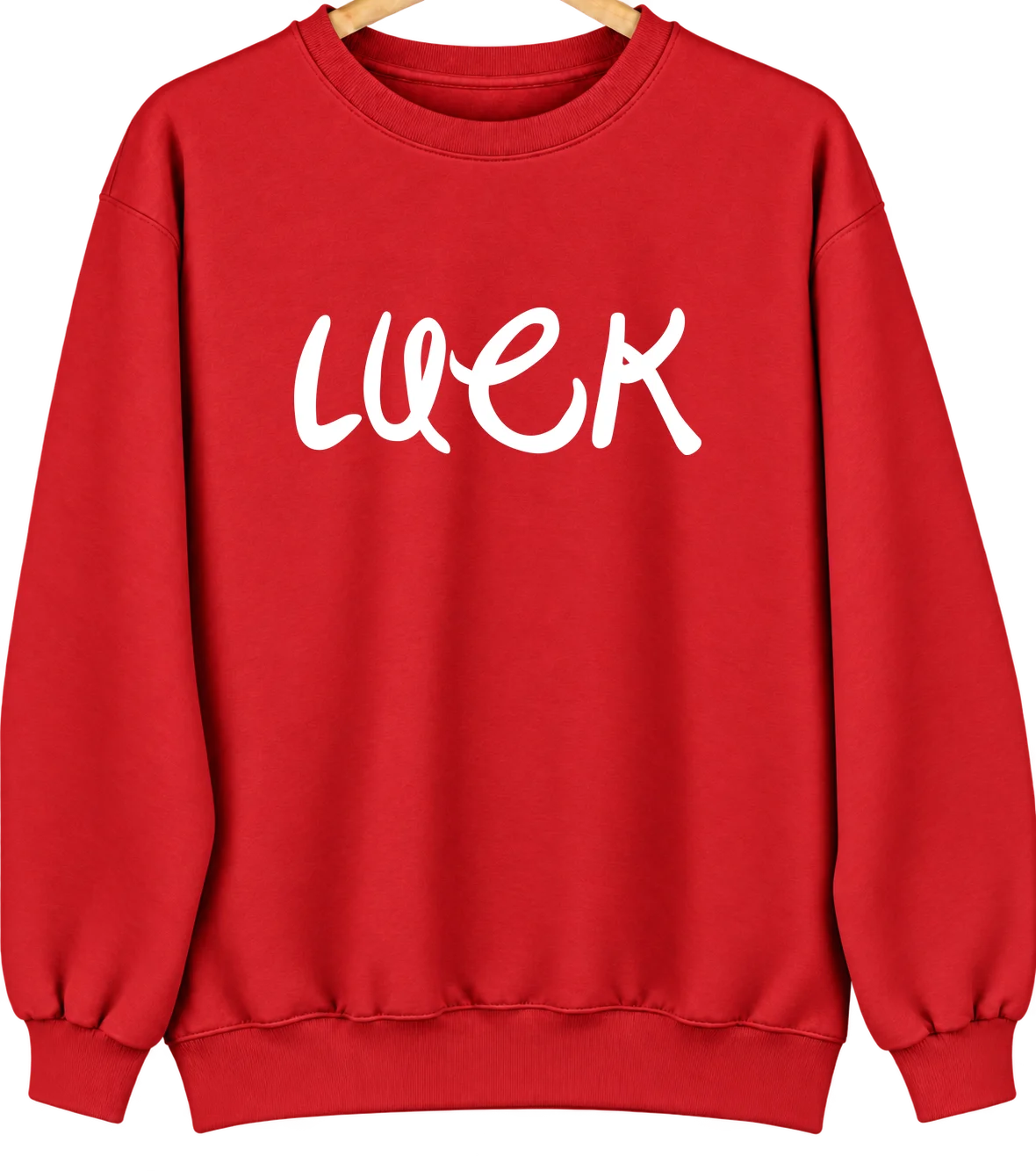 Luck, Wisconsin Hometown Crewneck — Red
