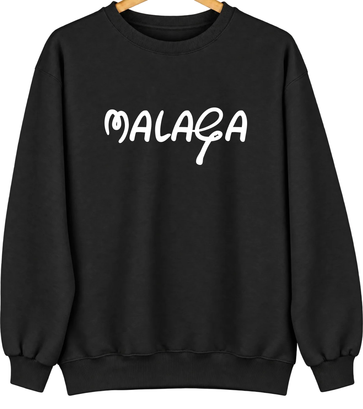 Malaga, California Hometown Crewneck — Black