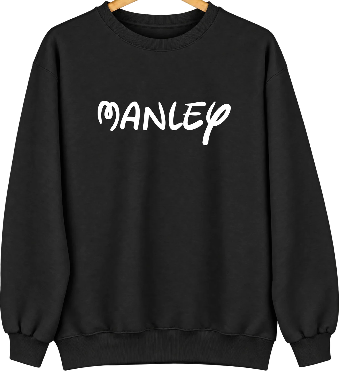 Manley, Nebraska Hometown Crewneck — Black