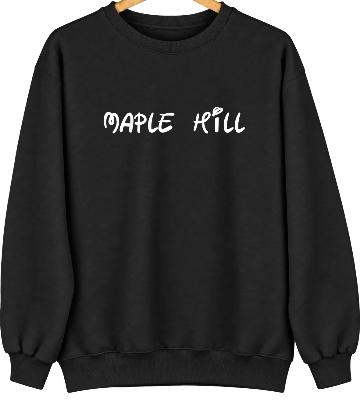 Maple Hill, Kansas Hometown Crewneck — Black
