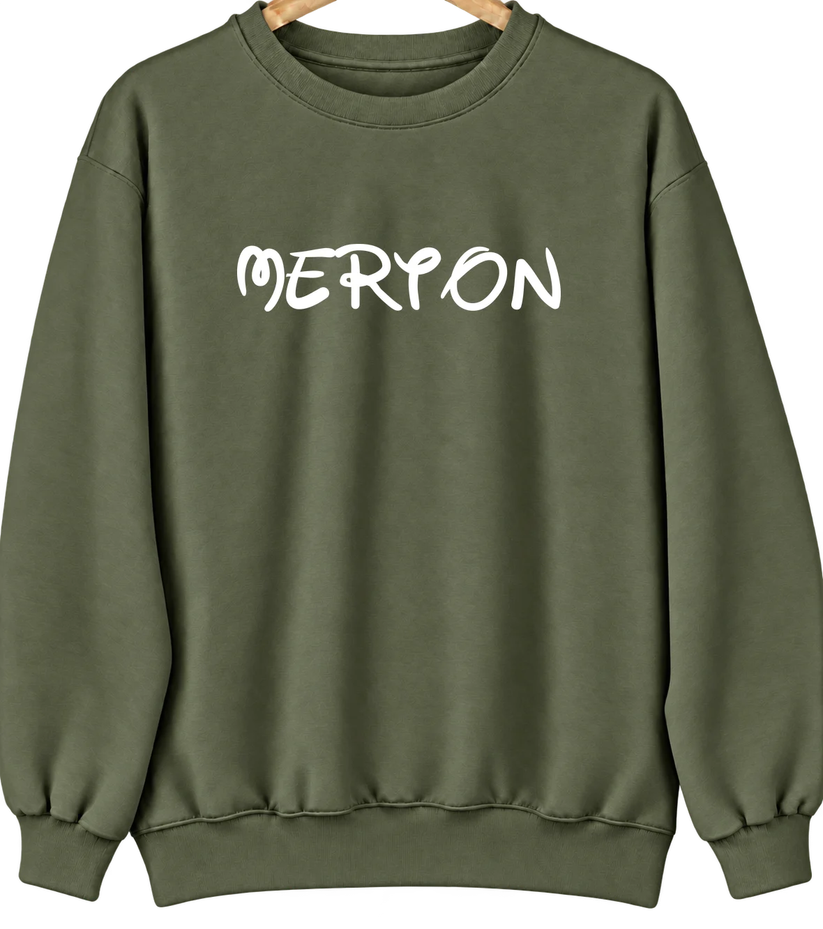 Merton, Wisconsin Hometown Crewneck — Military Green