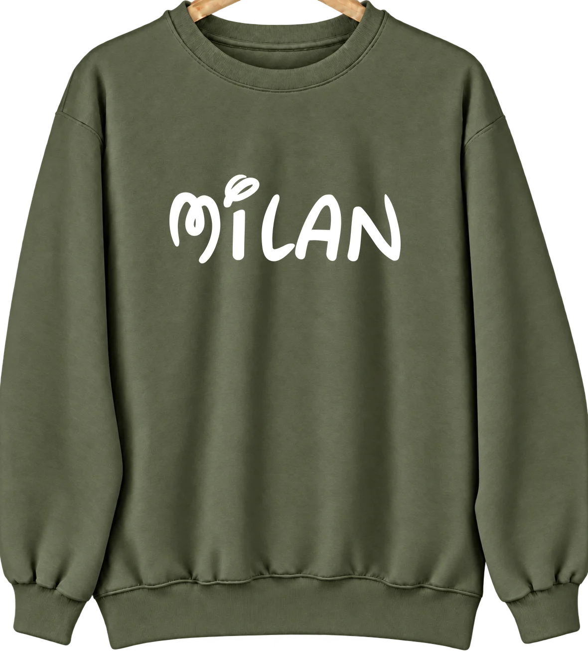 Milan, Michigan Hometown Crewneck — Military Green