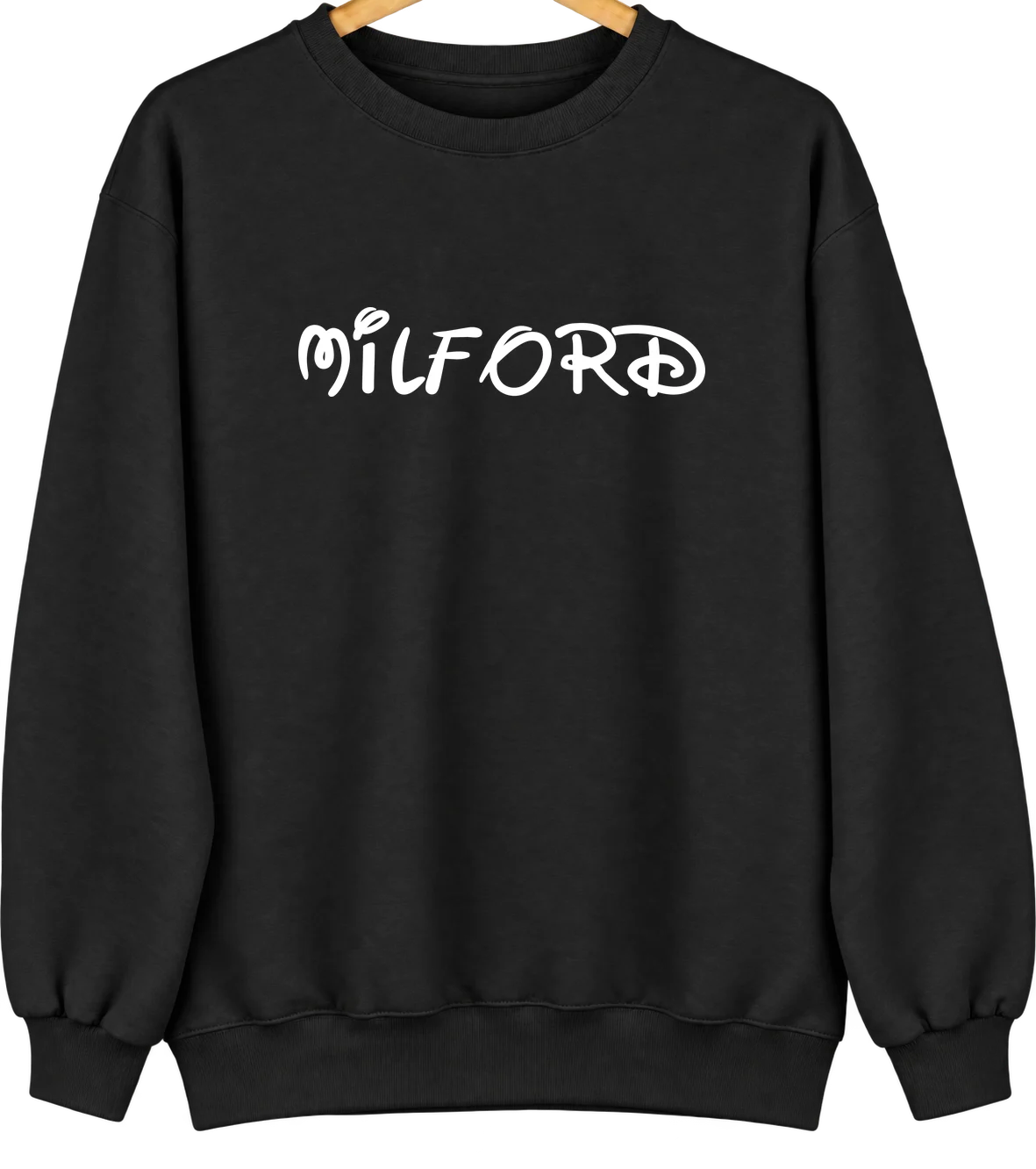 Milford, New Jersey Hometown Crewneck — Black