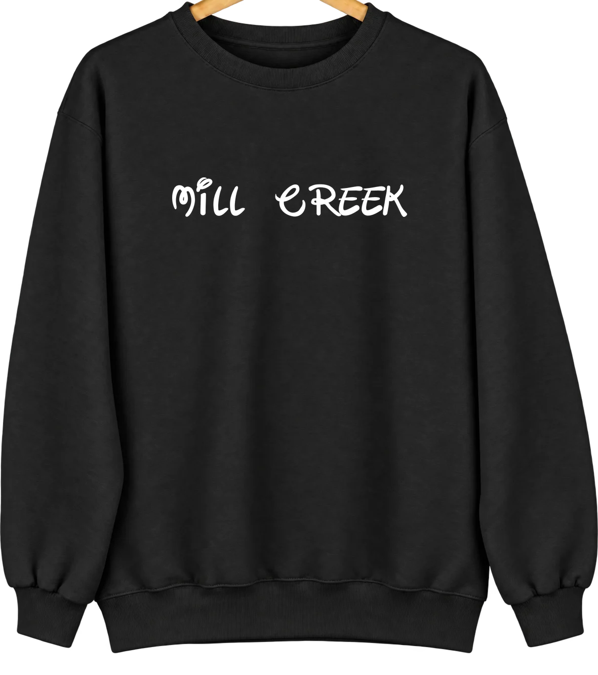 Mill Creek, Oklahoma Hometown Crewneck — Black