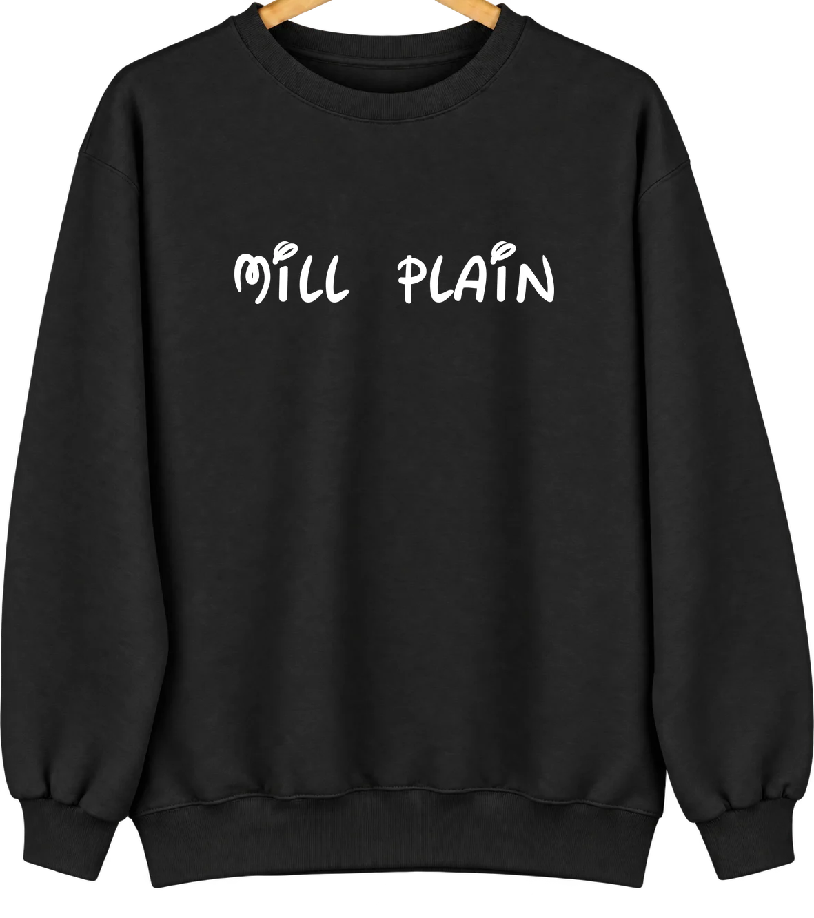 Mill Plain, Connecticut Hometown Crewneck — Black