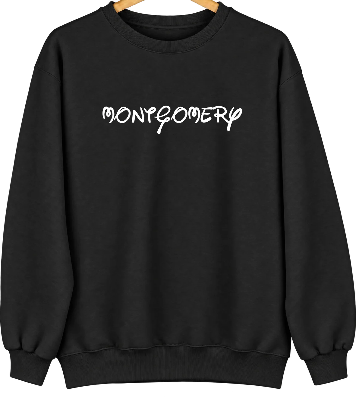 Montgomery, Indiana Hometown Crewneck — Black