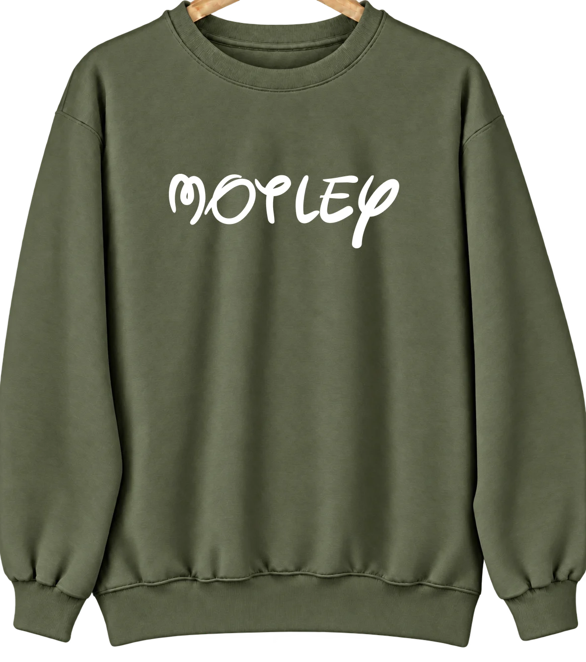 Motley, Virginia Hometown Crewneck — Military Green