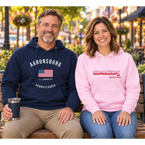 Aaronsburg, Pennsylvania — USA and Billo Hoodies lifestyle mockup