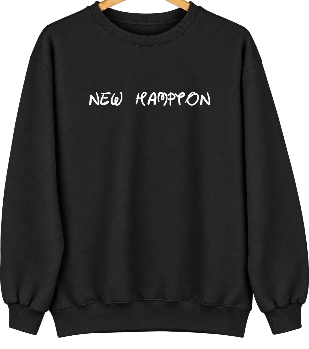 New Hampton, New Hampshire Hometown Crewneck — Black
