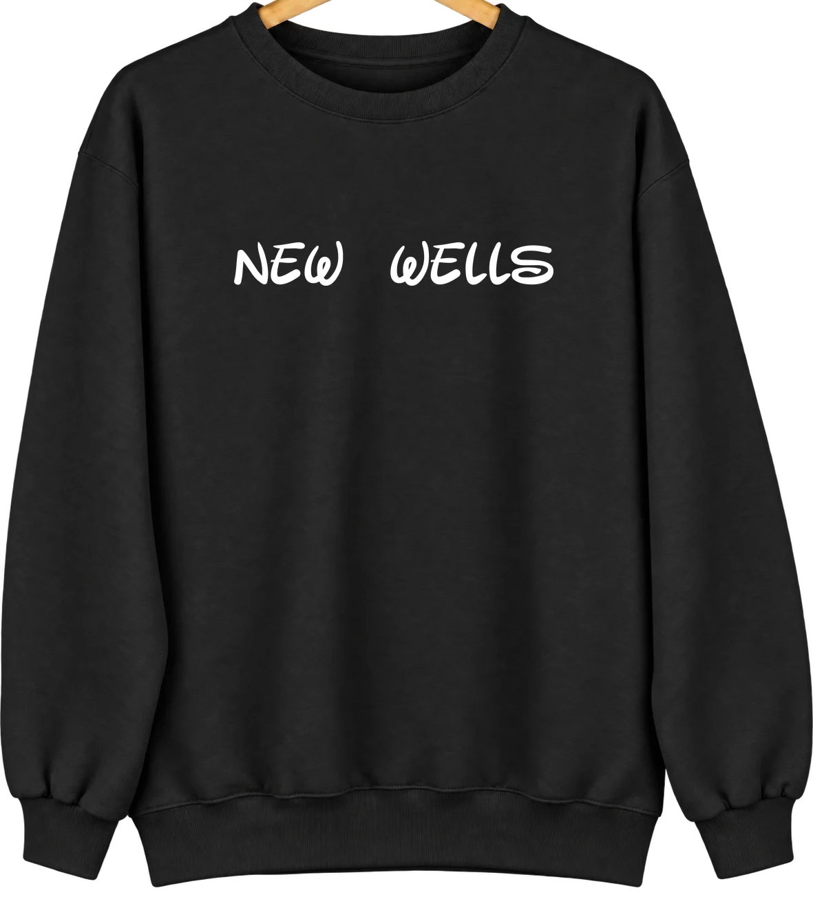 New Wells, Missouri Hometown Crewneck — Black