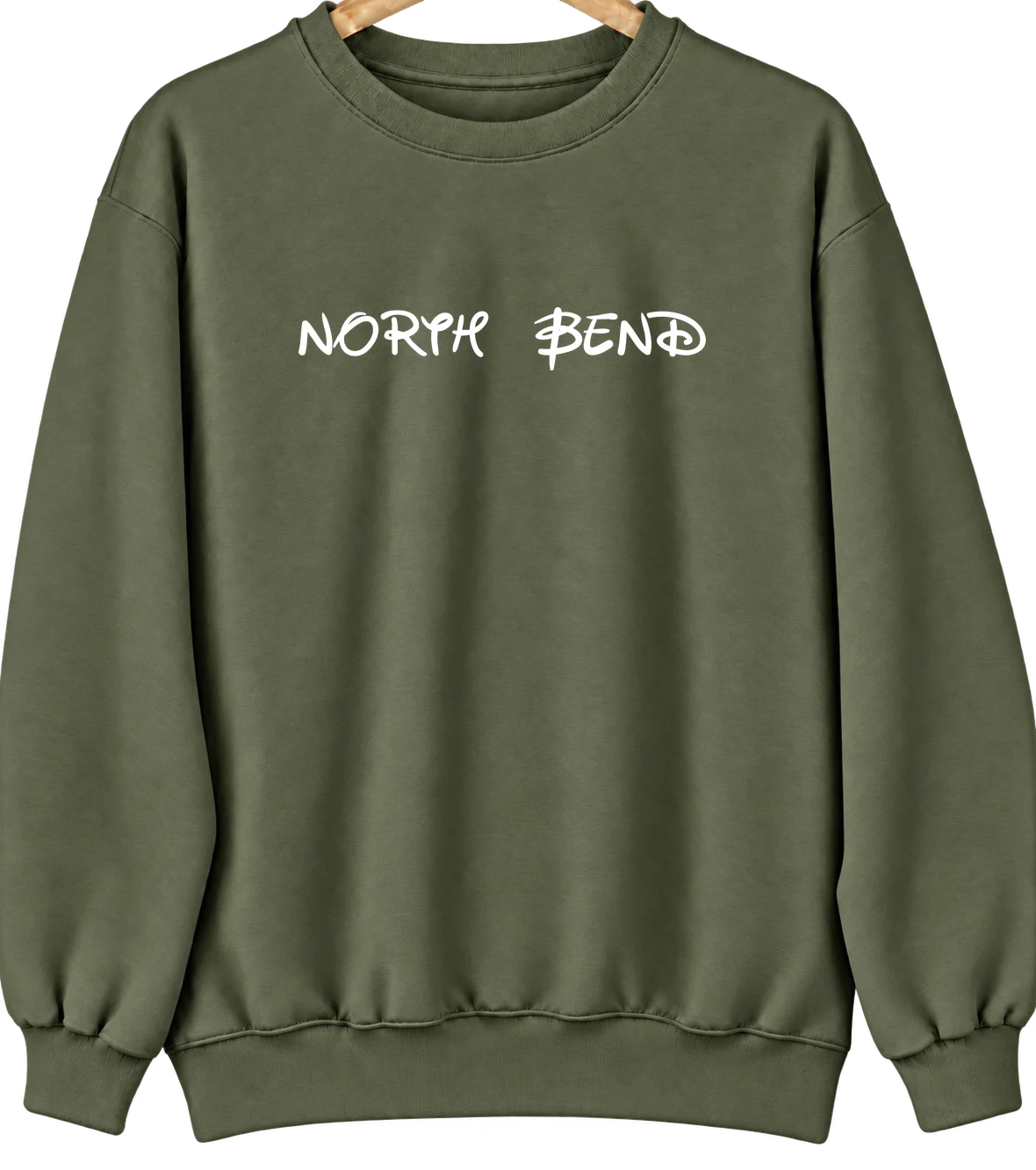 North Bend, Nebraska Hometown Crewneck — Military Green