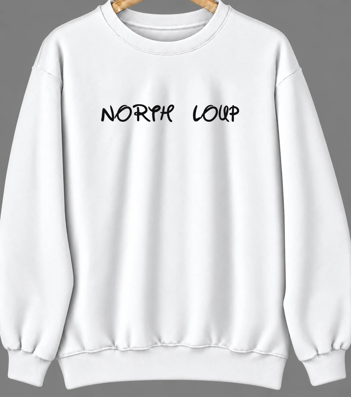 North Loup, Nebraska Hometown Crewneck — White
