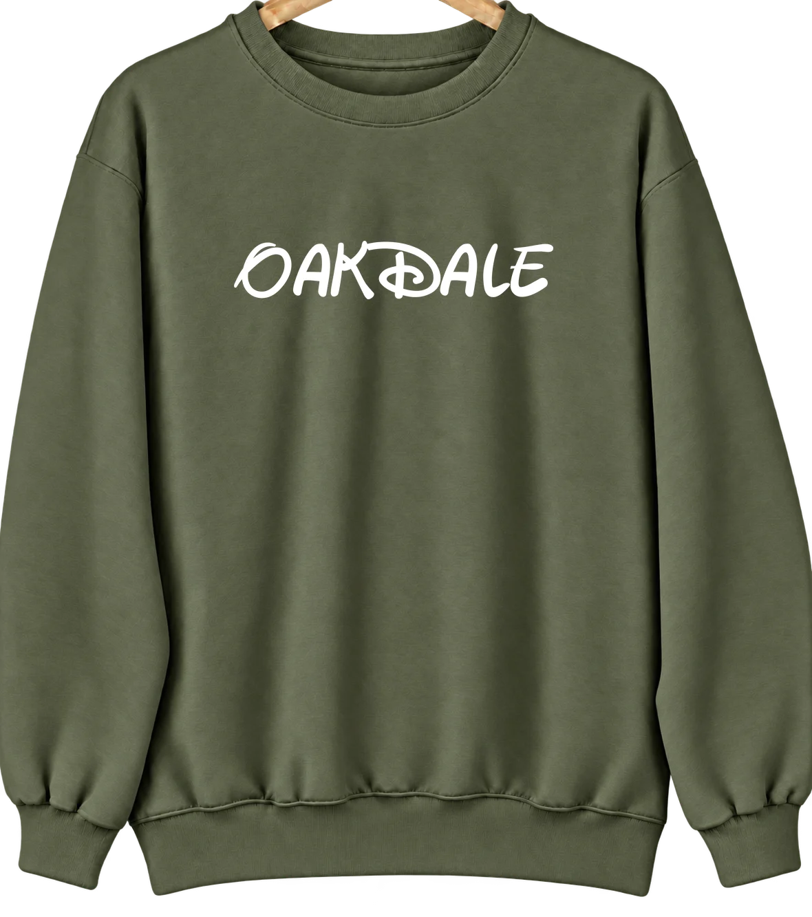 Oakdale, Nebraska Hometown Crewneck — Military Green