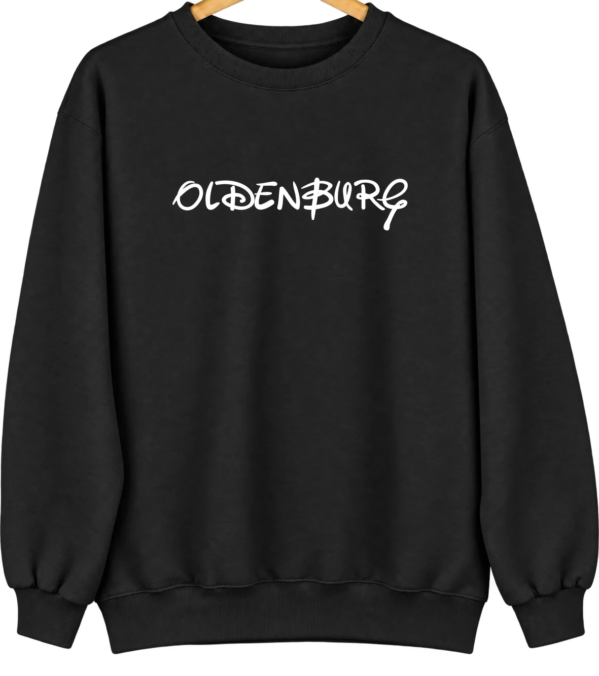 Oldenburg, Indiana Hometown Crewneck — Black