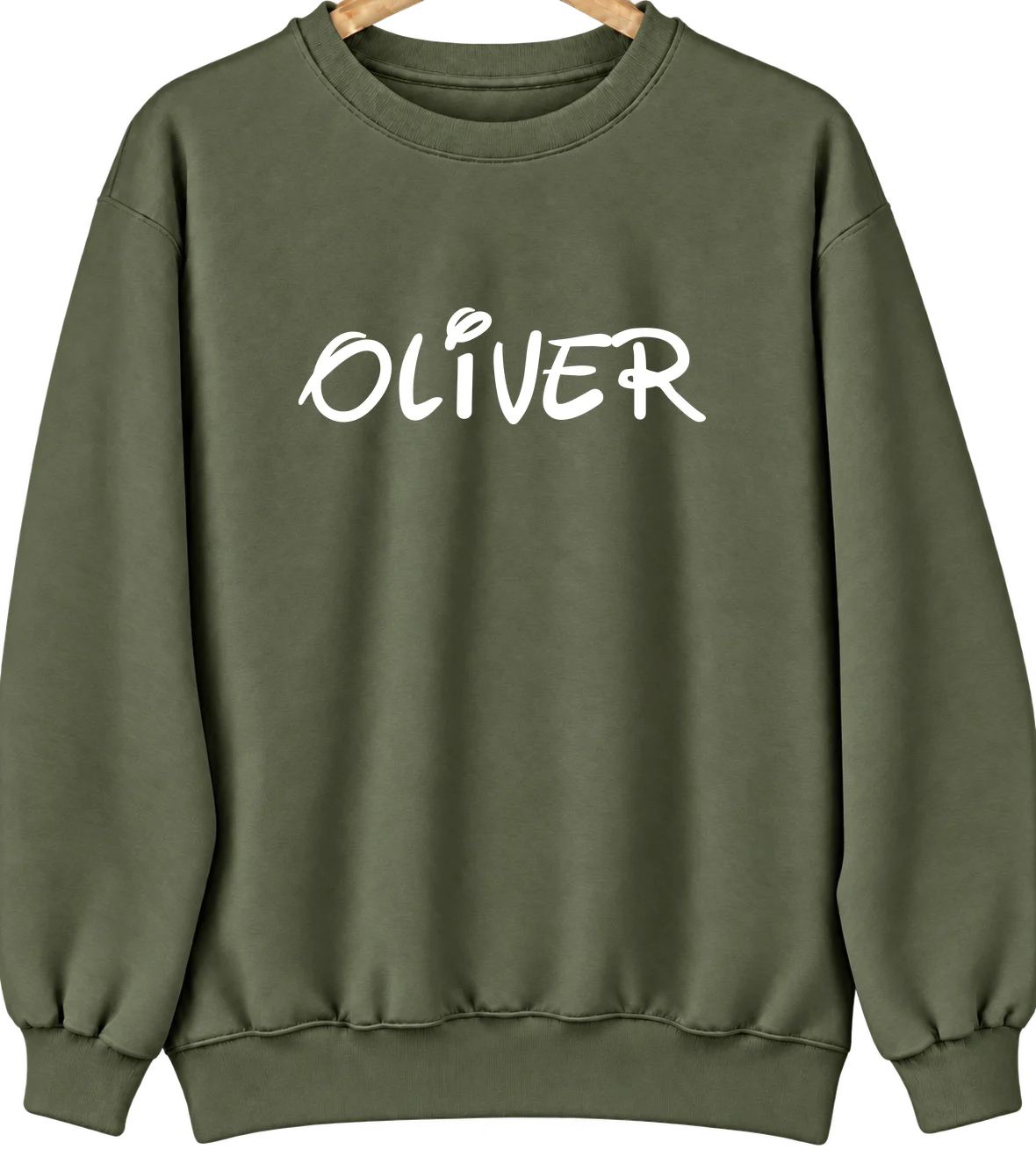 Oliver, Wisconsin Hometown Crewneck — Military Green