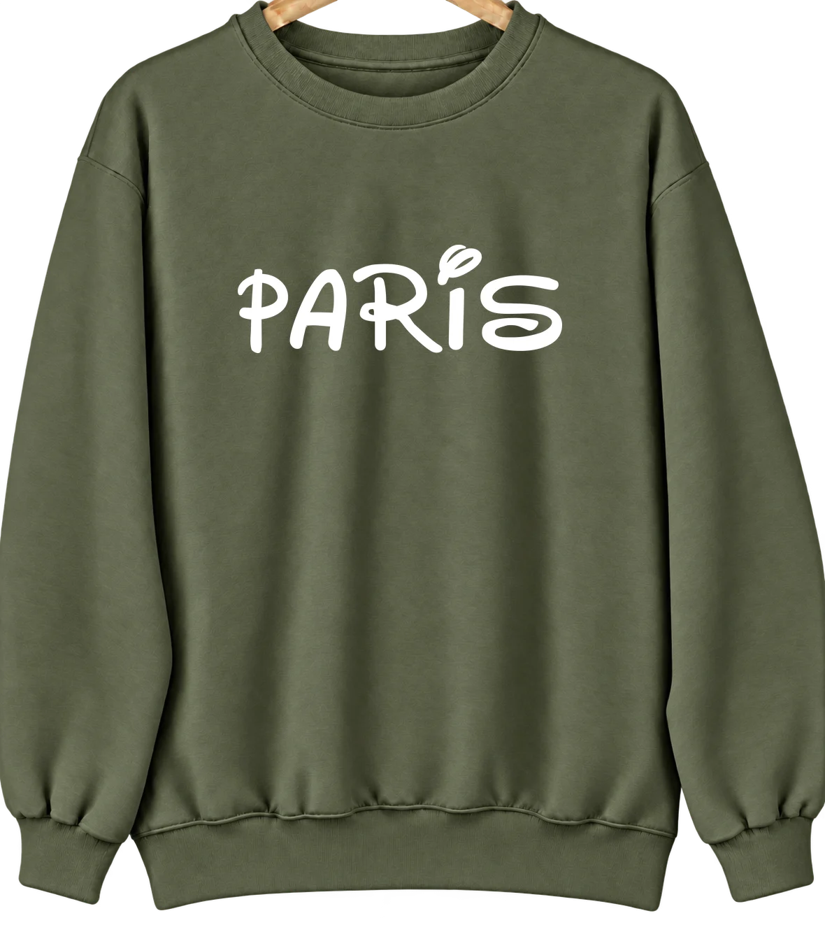 Paris, Arkansas Hometown Crewneck — Military Green