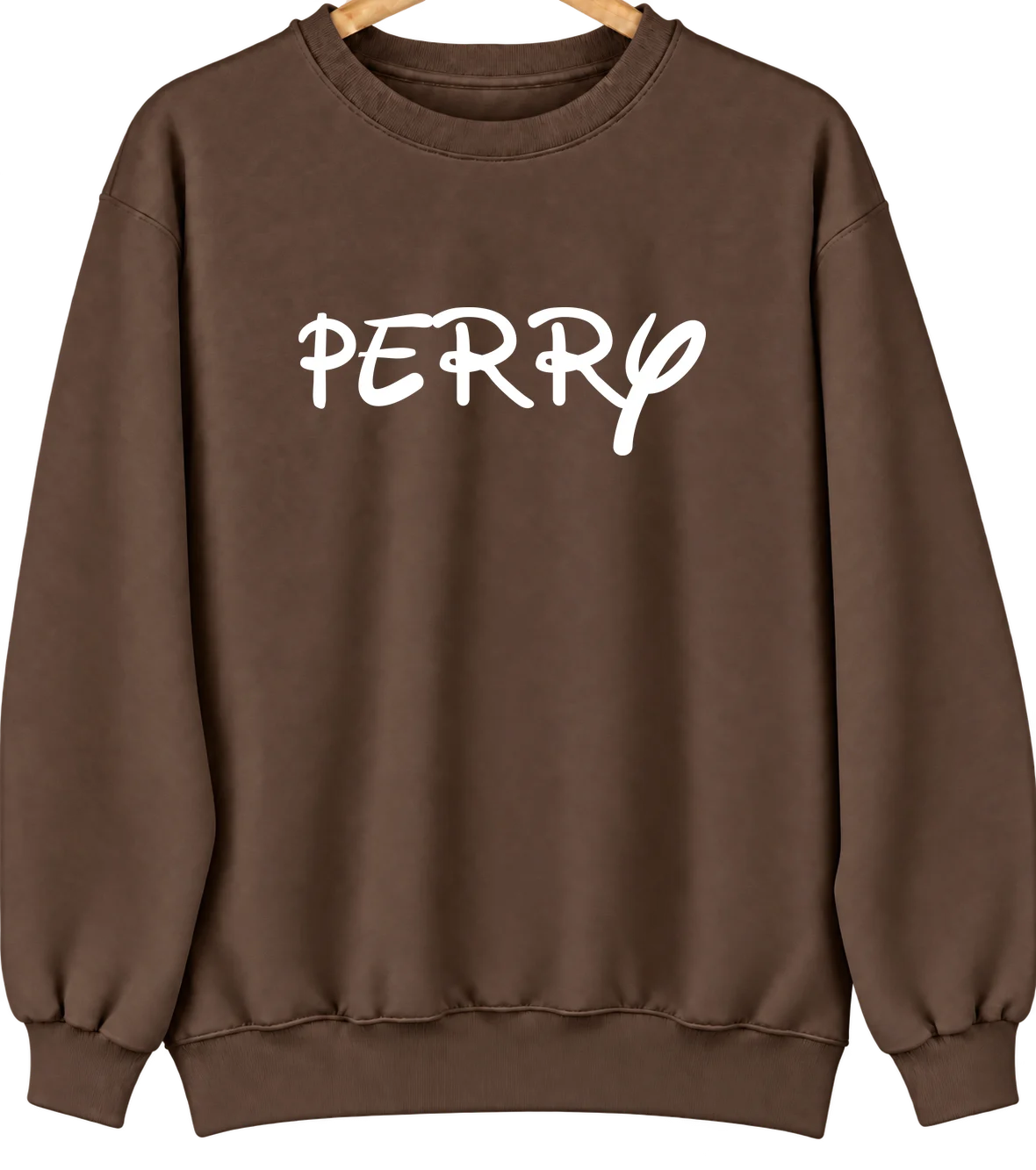 Perry, Michigan Hometown Crewneck — Brown