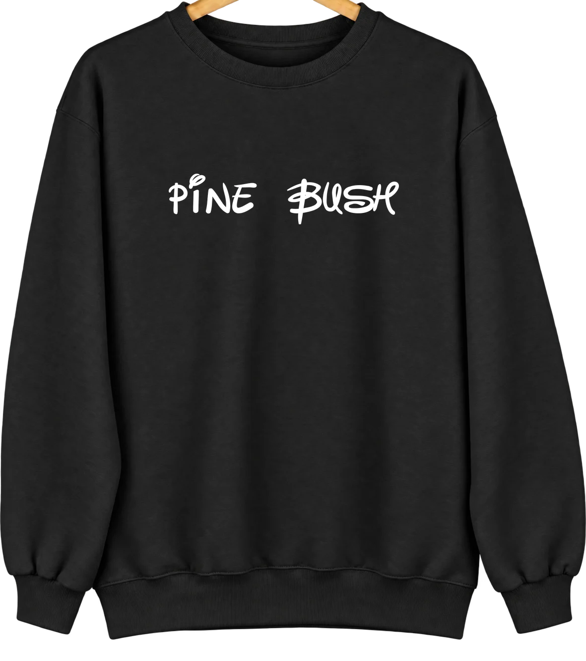 Pine Bush, New York Hometown Crewneck — Black
