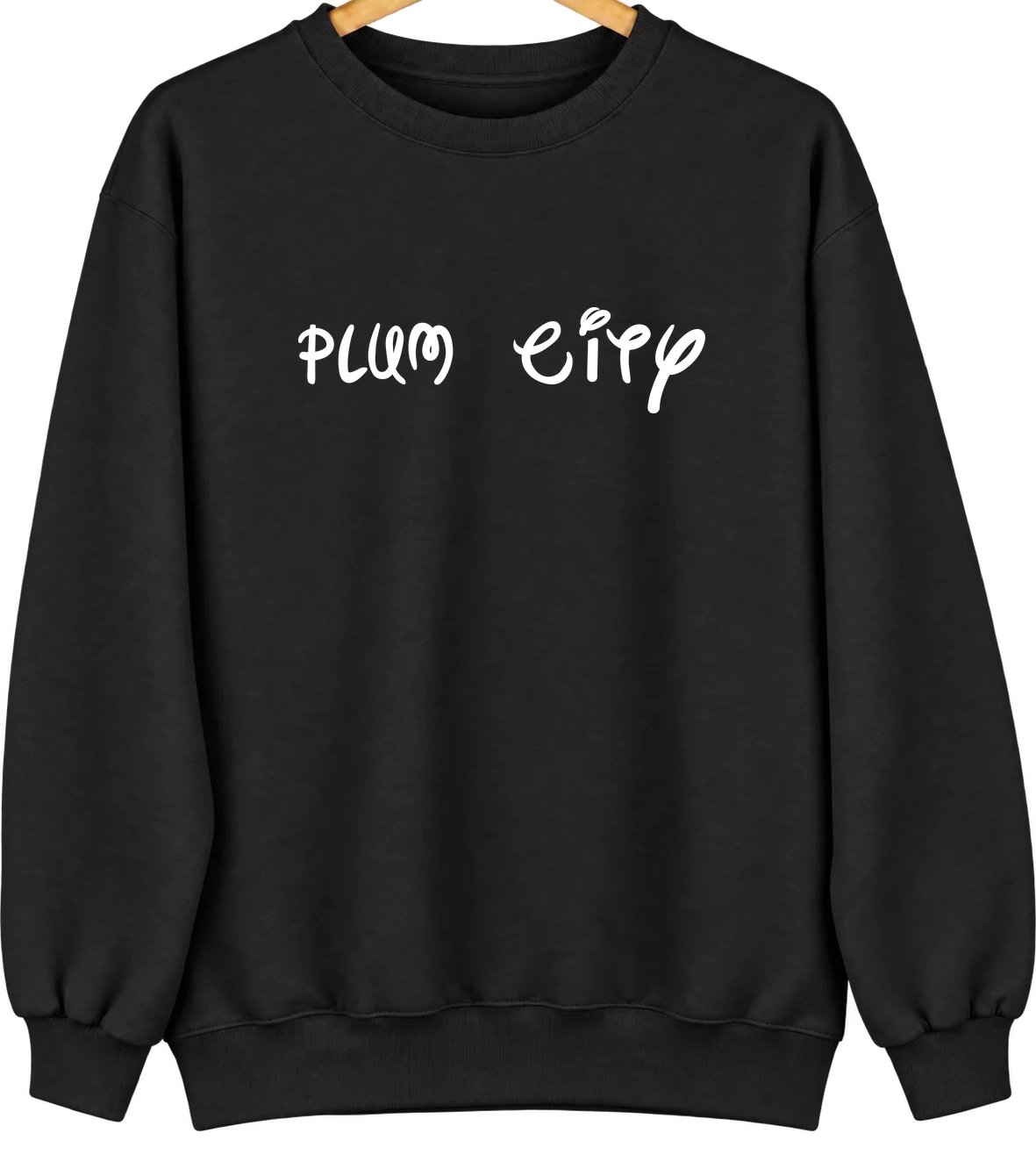 Plum City, Wisconsin Hometown Crewneck — Black