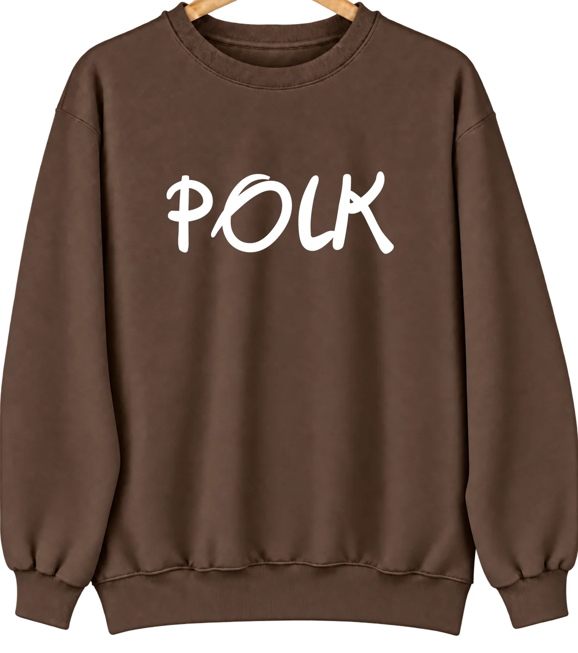 Polk, Ohio Hometown Crewneck — Brown