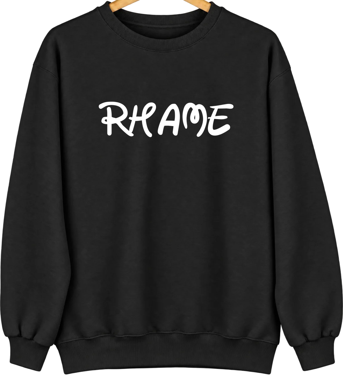 Rhame, North Dakota Hometown Crewneck — Black