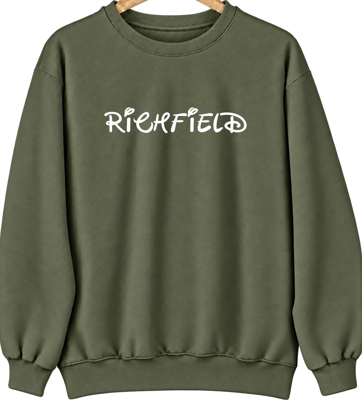Richfield, Kansas Hometown Crewneck — Military Green
