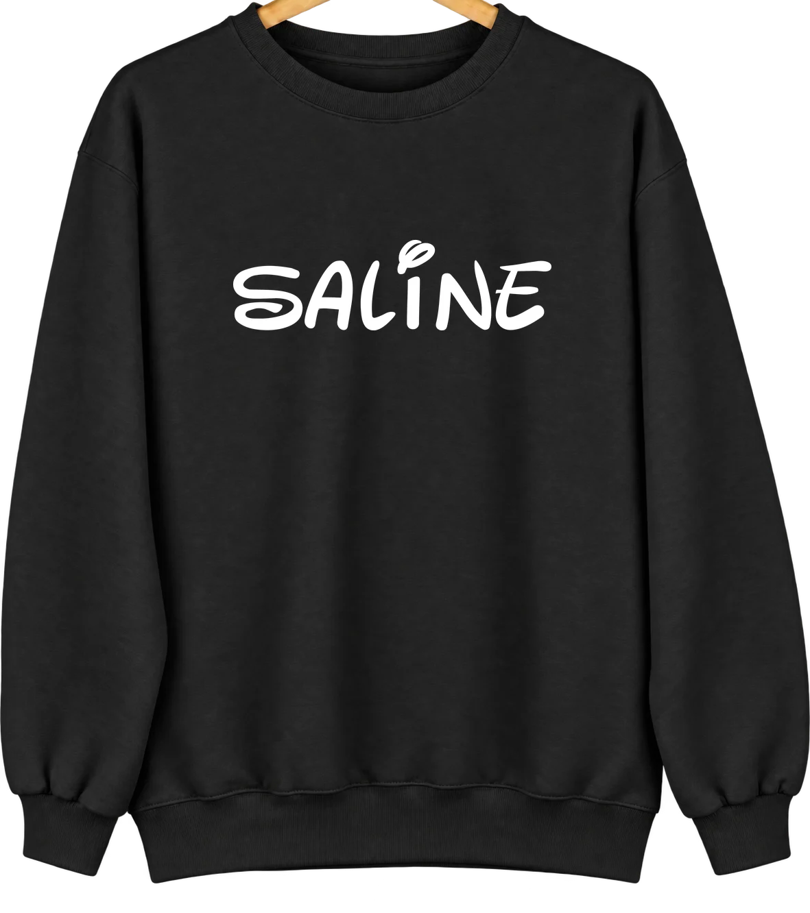 Saline, Louisiana Hometown Crewneck — Black