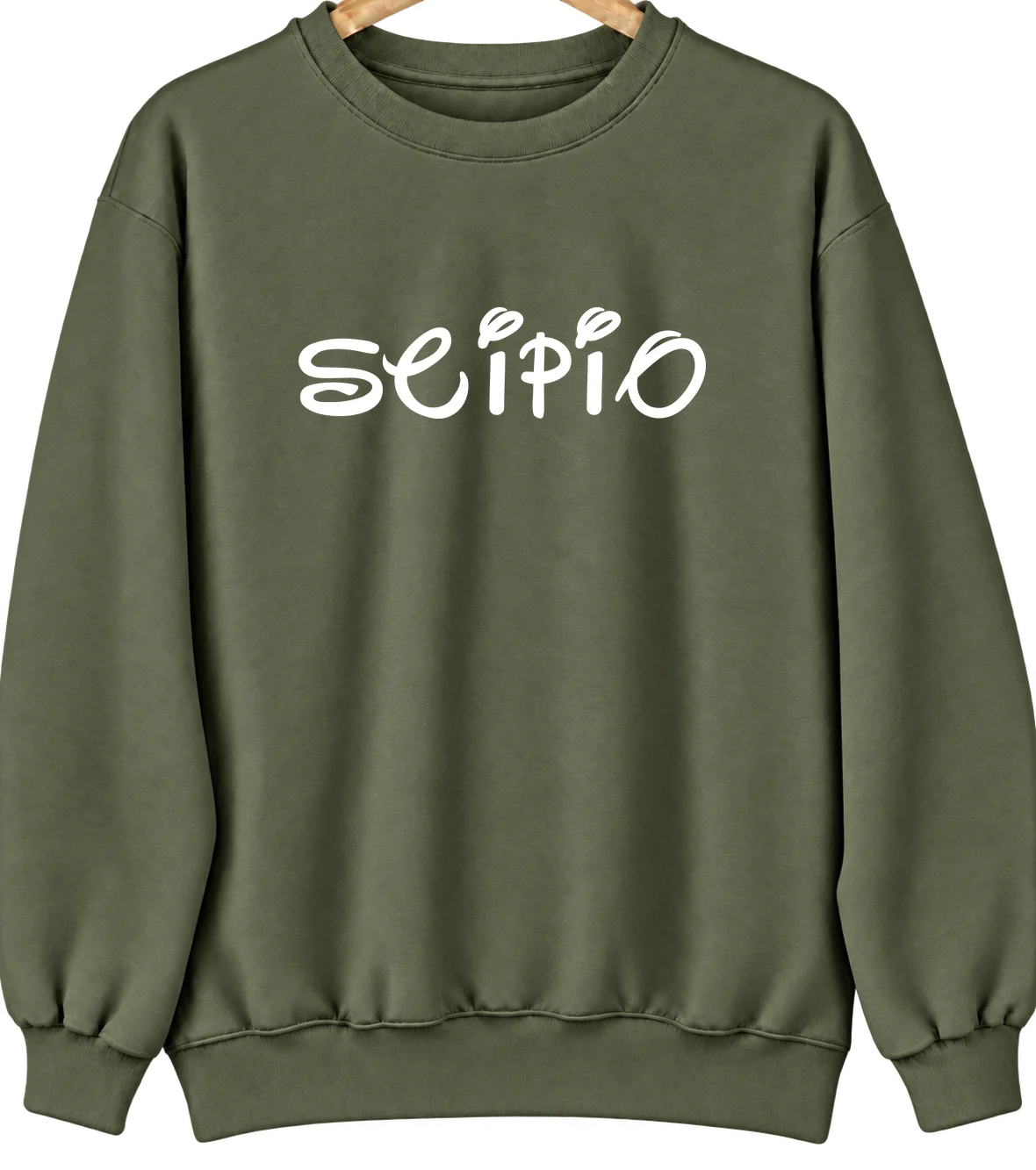 Scipio, Oklahoma Hometown Crewneck — Military Green