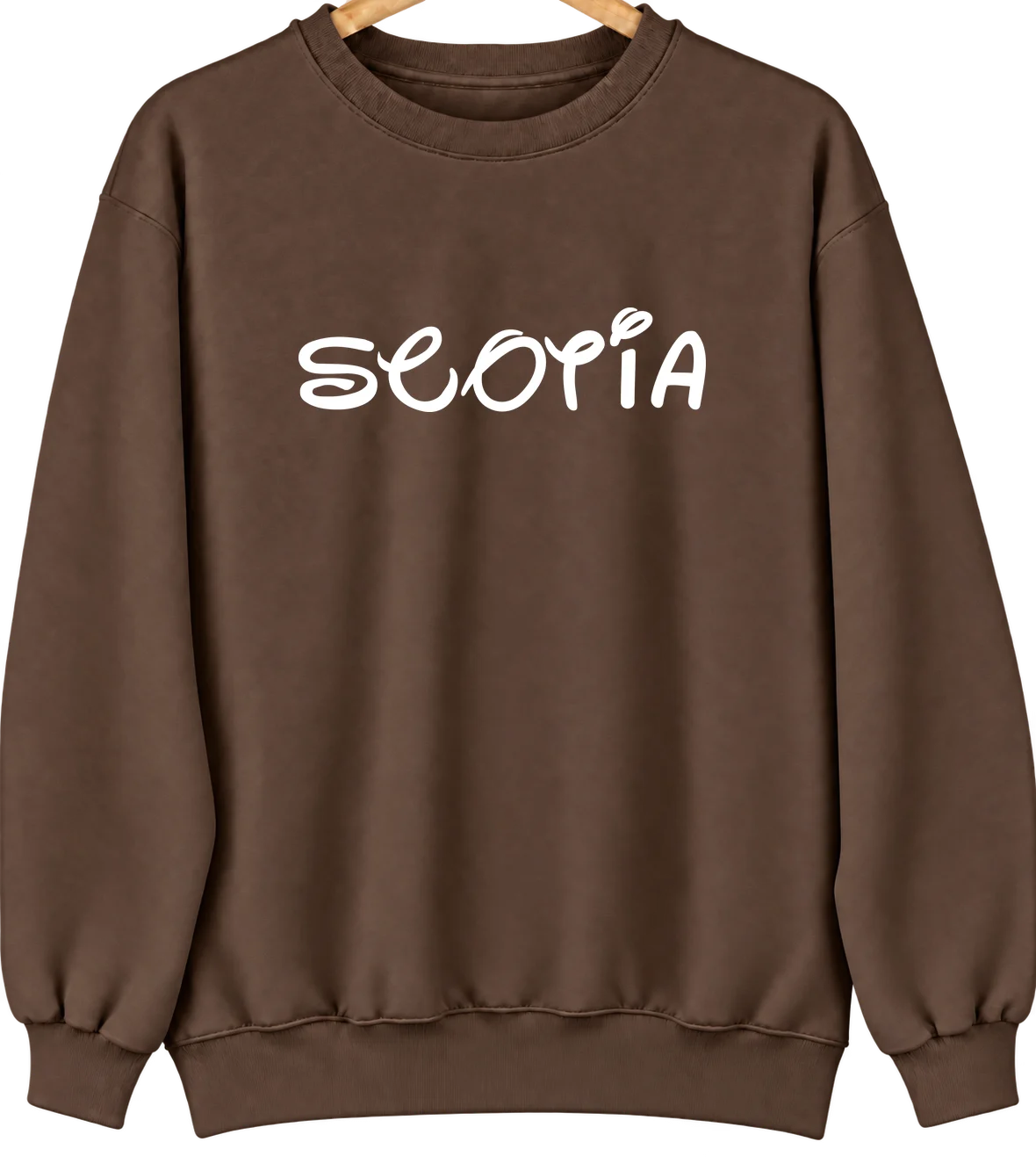 Scotia, Nebraska Hometown Crewneck — Brown