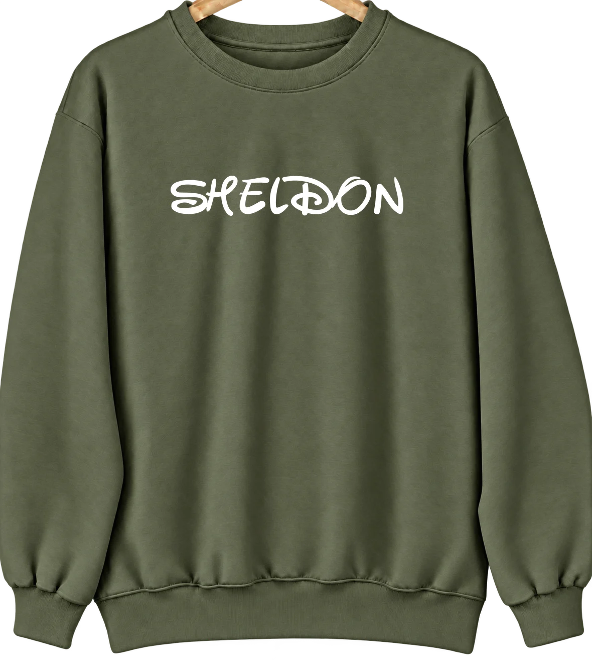 Sheldon, Wisconsin Hometown Crewneck — Military Green