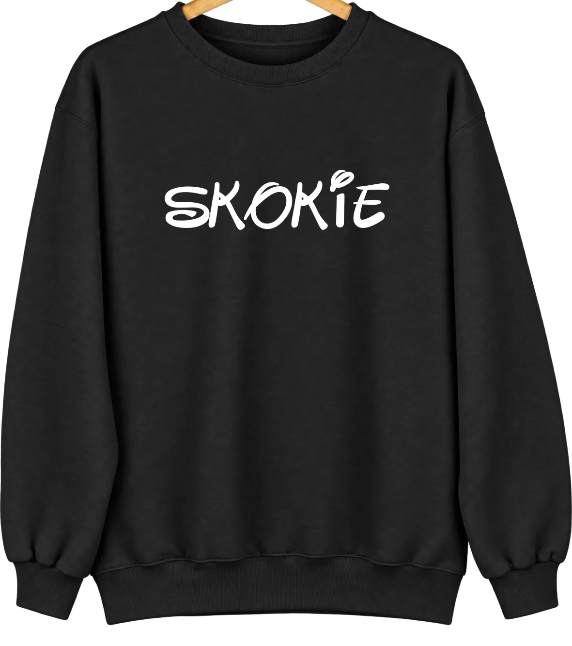 Skokie, Illinois Hometown Crewneck — Black