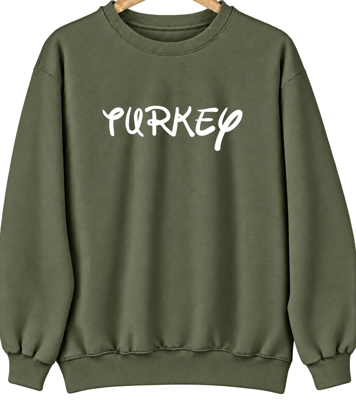 Turkey, North Carolina Hometown Crewneck — Military Green