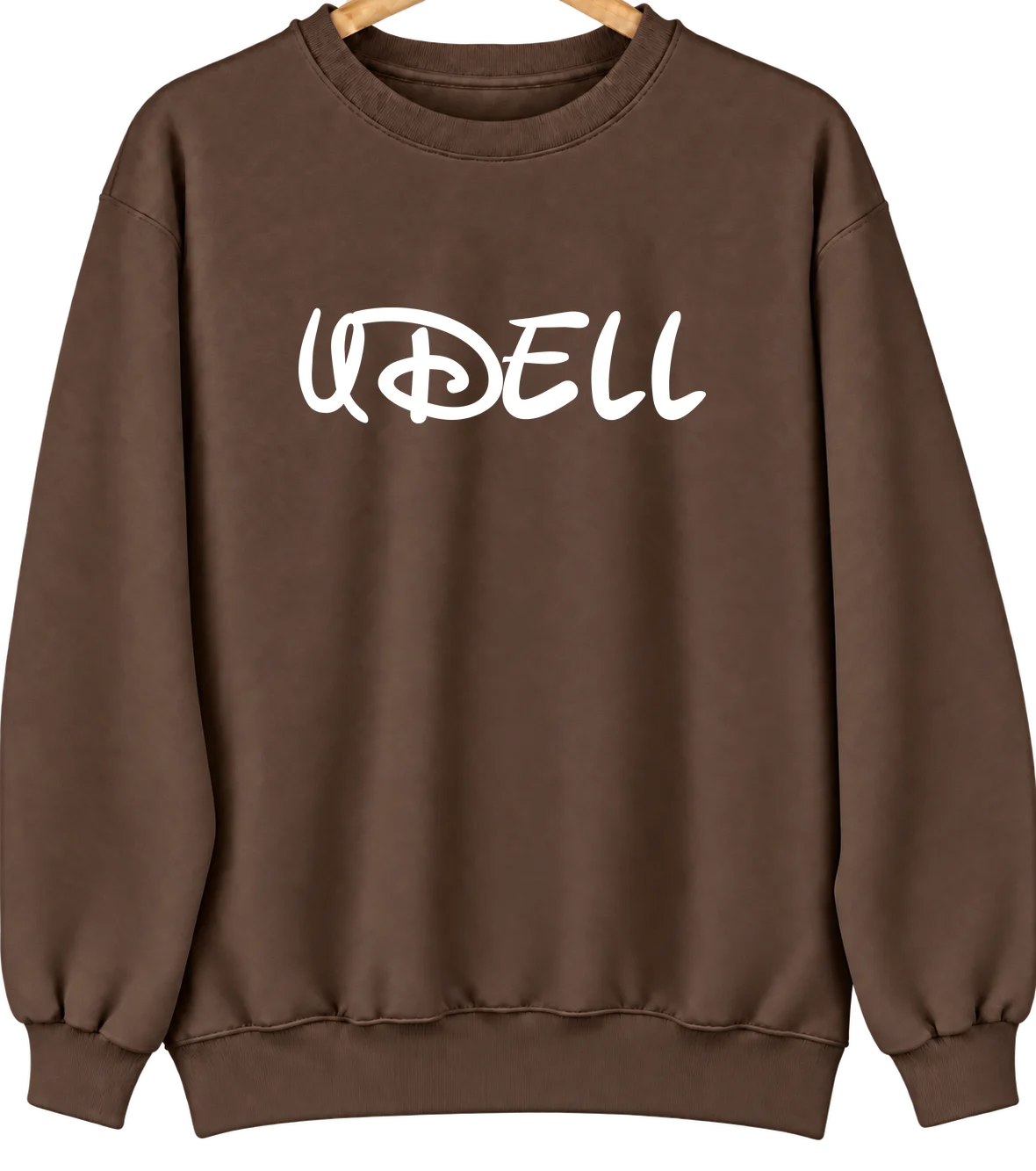 Udell, Iowa Hometown Crewneck — Brown