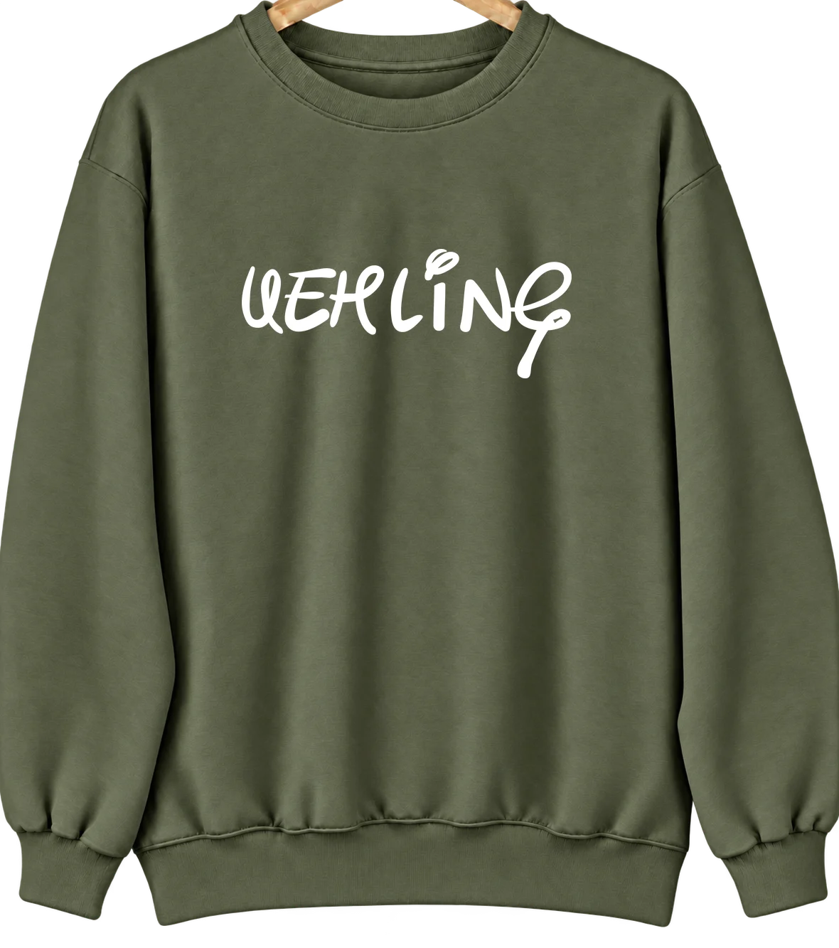 Uehling, Nebraska Hometown Crewneck — Military Green