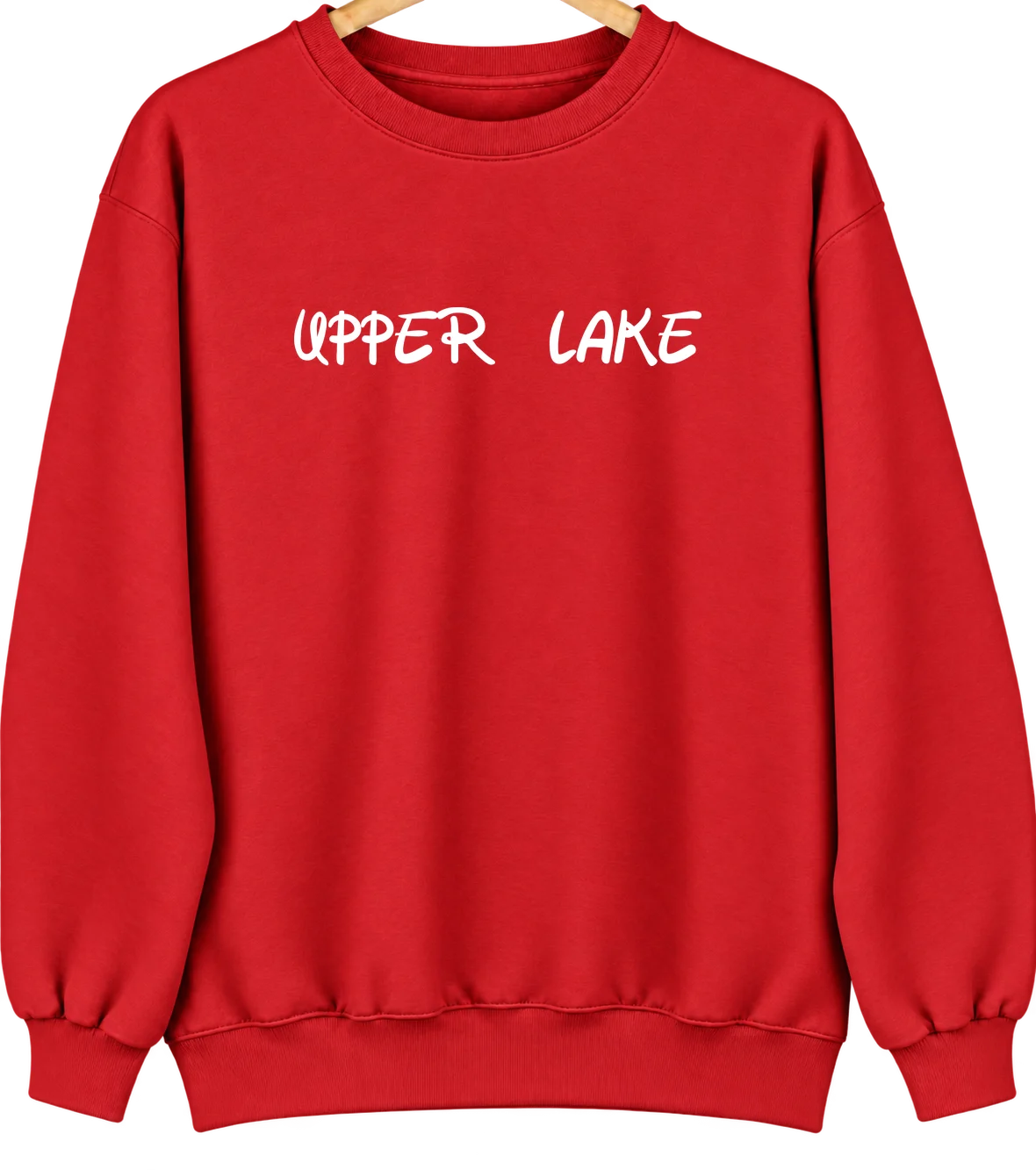 Upper Lake, California Hometown Crewneck — Red
