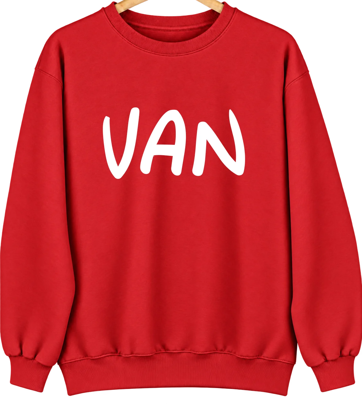 Van, Texas Hometown Crewneck — Red