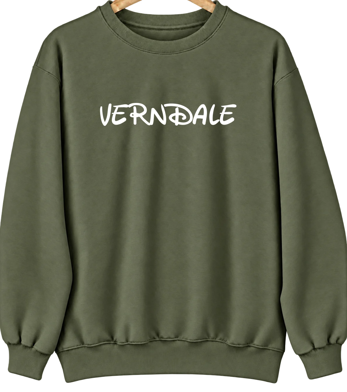 Verndale, Minnesota Hometown Crewneck — Military Green