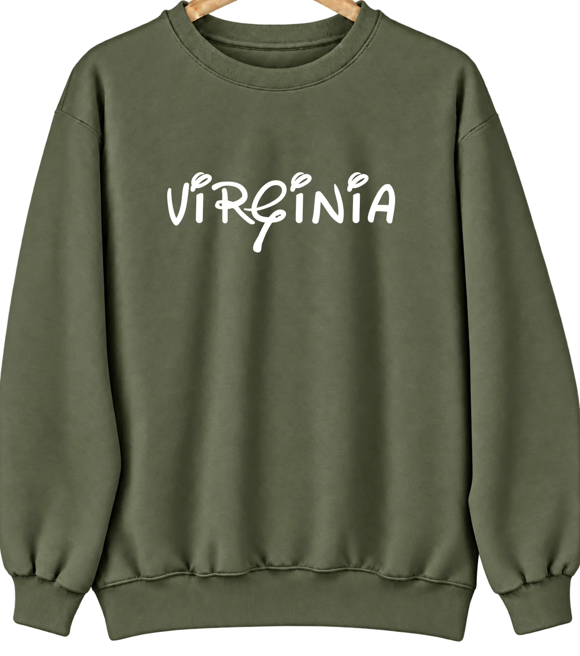 Virginia, Illinois Hometown Crewneck — Military Green