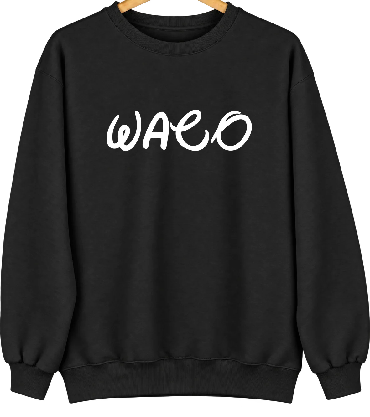 Waco, Nebraska Hometown Crewneck — Black