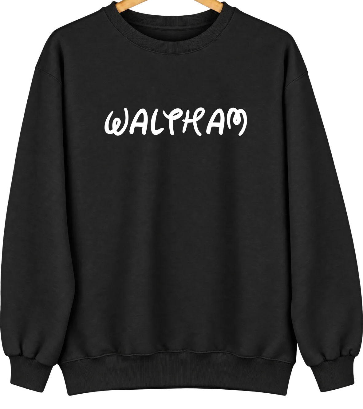 Waltham, Minnesota Hometown Crewneck — Black