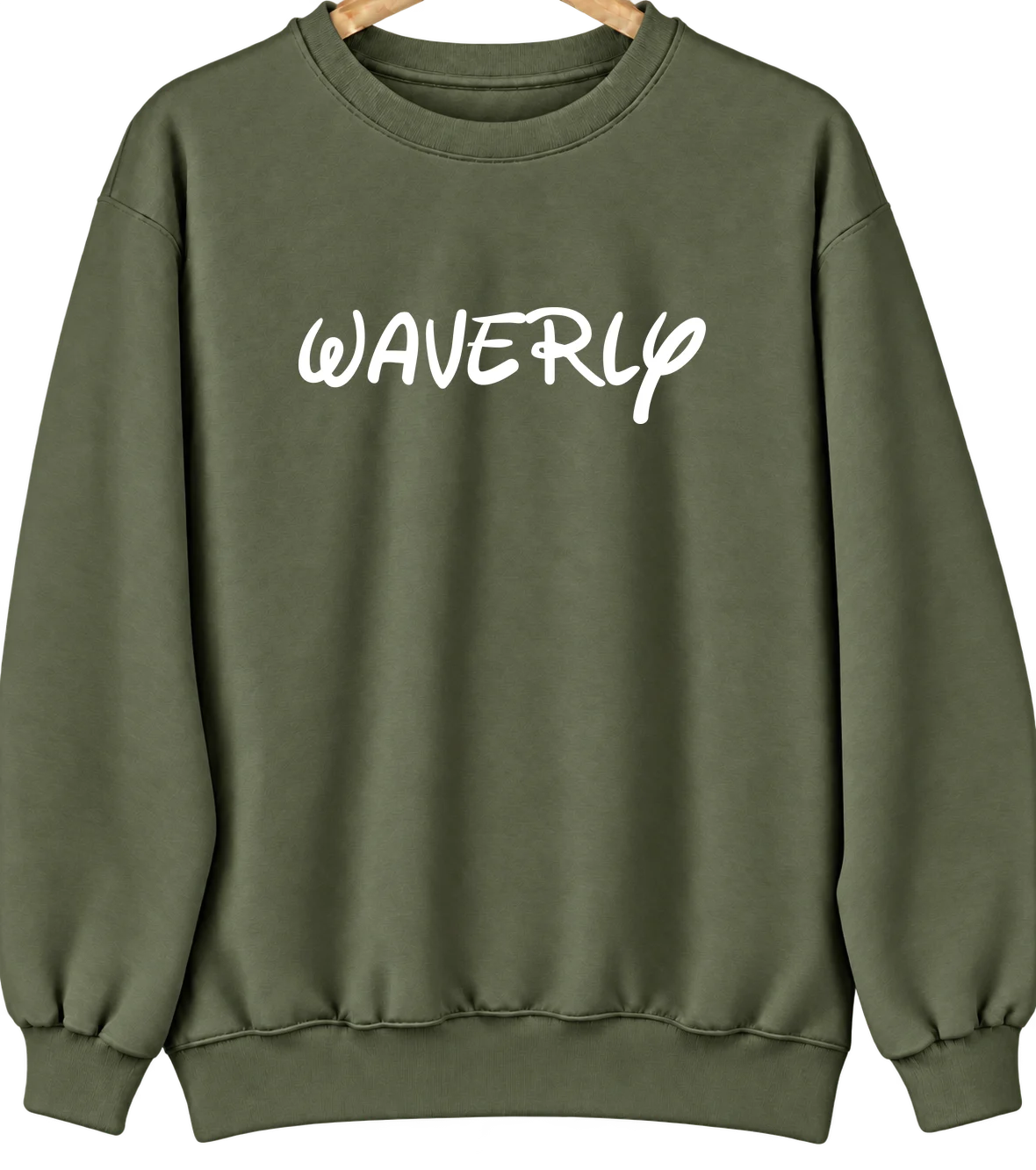 Waverly, West Virginia Hometown Crewneck — Military Green