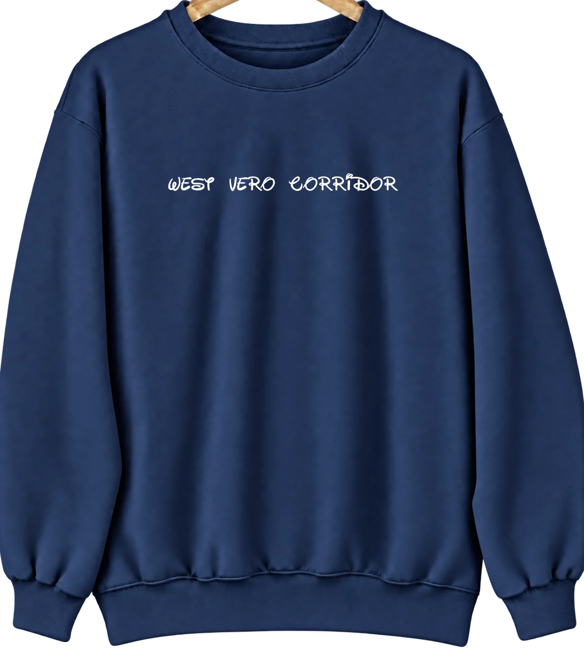 West Vero Corridor, Florida Hometown Crewneck — Navy